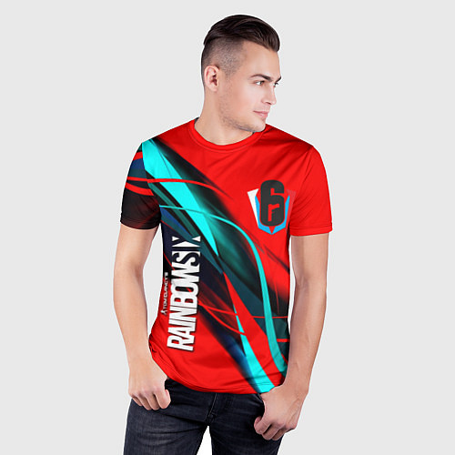 Мужская спорт-футболка Rainbow six геометрия полосы / 3D-принт – фото 3