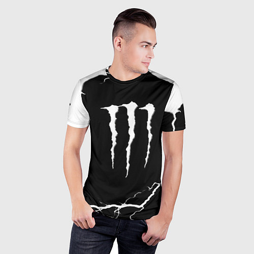 Мужская спорт-футболка Monster energy storm energy / 3D-принт – фото 3