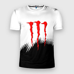 Футболка спортивная мужская Monster energy чёрно белые краски, цвет: 3D-принт