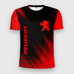 Мужская спорт-футболка Peugeot - red gradient вертикально