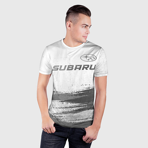 Мужская спорт-футболка Subaru - white gradient посередине / 3D-принт – фото 3