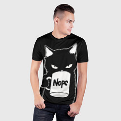 Футболка спортивная мужская Angry black cat nope, цвет: 3D-принт — фото 2