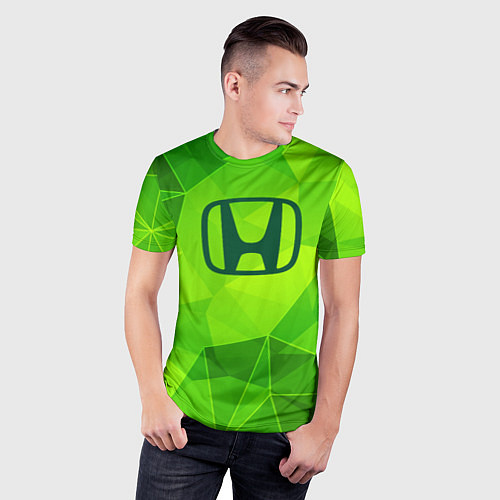 Мужская спорт-футболка Honda green poly / 3D-принт – фото 3