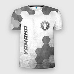 Мужская спорт-футболка Yamaha - white gradient вертикально