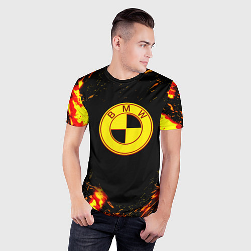 Мужская спорт-футболка BMW огненные краски / 3D-принт – фото 3