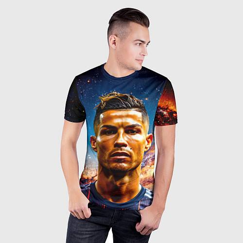 Мужская спорт-футболка Криштиану Роналду в космосе / 3D-принт – фото 3