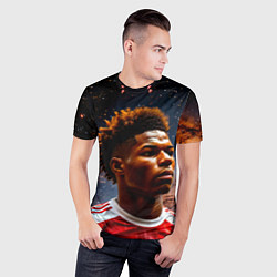 Футболка спортивная мужская Маркус Рашфорд и космос, цвет: 3D-принт — фото 2