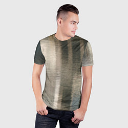 Футболка спортивная мужская Размытые серо-бежевые полосы, цвет: 3D-принт — фото 2