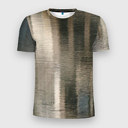 Мужская спорт-футболка Размытые серо-бежевые полосы