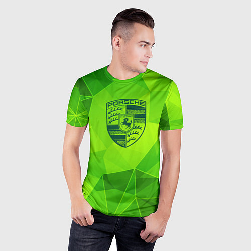 Мужская спорт-футболка Porsche green poly / 3D-принт – фото 3