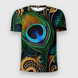 Футболка спортивная мужская Узоры и перья павлина, цвет: 3D-принт