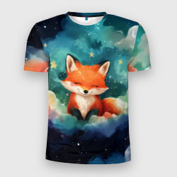 Футболка спортивная мужская Лисенок на облаках, цвет: 3D-принт