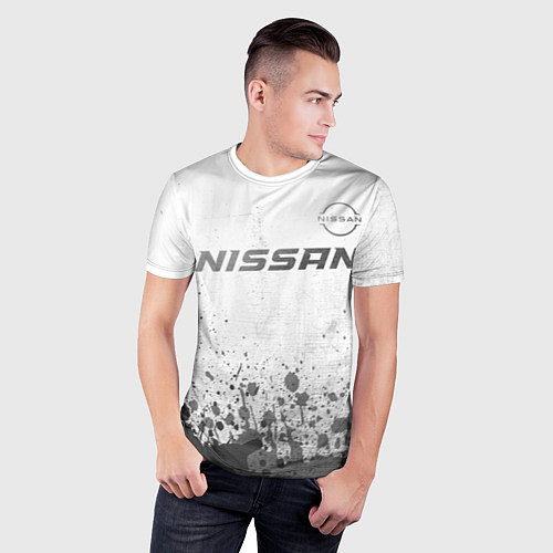Мужская спорт-футболка Nissan - white gradient посередине / 3D-принт – фото 3