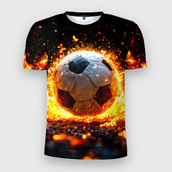 Футболка спортивная мужская Футбольный мяч в огне, цвет: 3D-принт