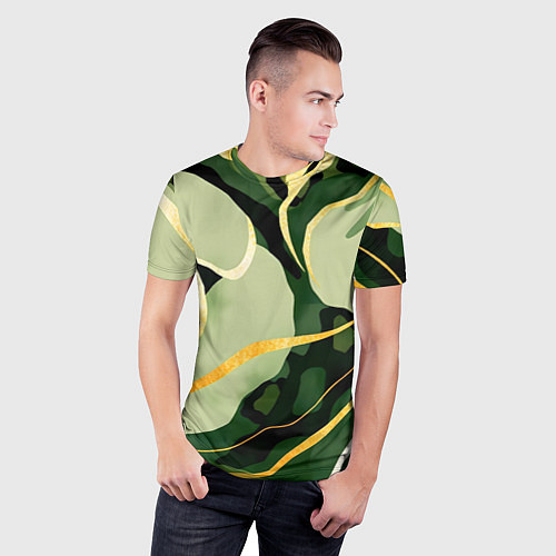 Мужская спорт-футболка Зеленый природный паттерн / 3D-принт – фото 3