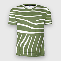 Футболка спортивная мужская Полоски зеленой зебры, цвет: 3D-принт