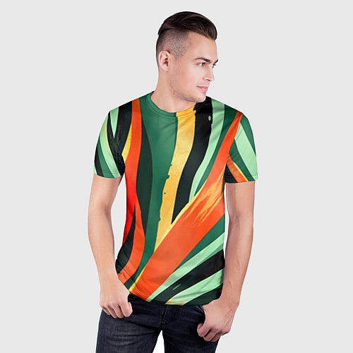 Мужская спорт-футболка Тропическая жаркая абстракция / 3D-принт – фото 3