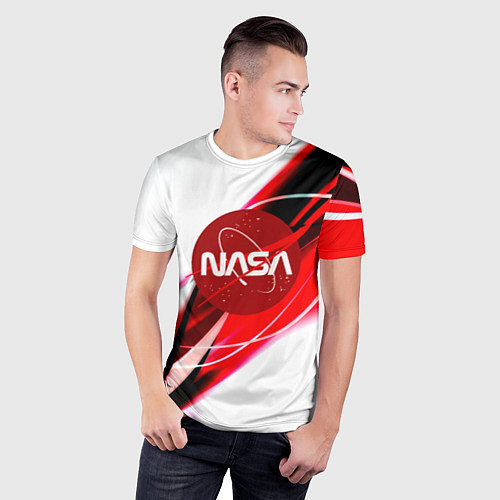 Мужская спорт-футболка Nasa абстрактные полосы / 3D-принт – фото 3
