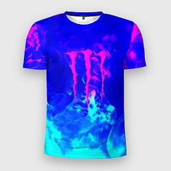 Мужская спорт-футболка Monster energy дым неоновый