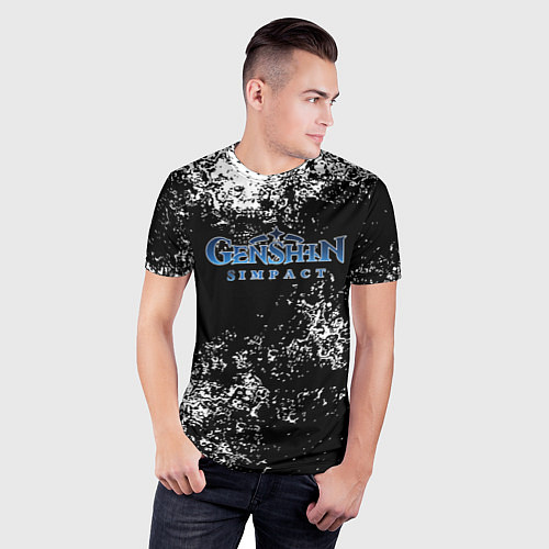 Мужская спорт-футболка Genshin Impact брызги красок / 3D-принт – фото 3