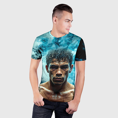 Мужская спорт-футболка Артуро Гатти в дыму / 3D-принт – фото 3