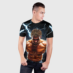 Футболка спортивная мужская Рестлер в молниях, цвет: 3D-принт — фото 2