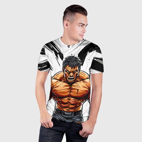 Мужская спорт-футболка Мощный реслер / 3D-принт – фото 3