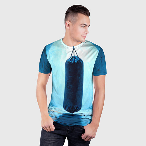 Мужская спорт-футболка Боксерская груша на синем / 3D-принт – фото 3