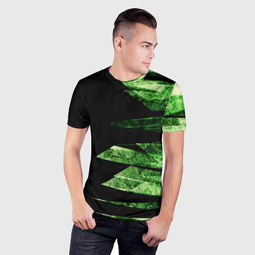 Мужская спорт-футболка Color green black / 3D-принт – фото 3