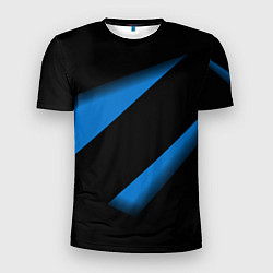 Футболка спортивная мужская Color blue black line, цвет: 3D-принт