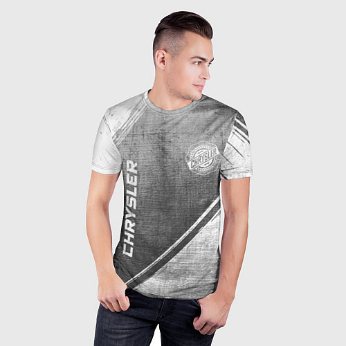Мужская спорт-футболка Chrysler - grey gradient вертикально / 3D-принт – фото 3