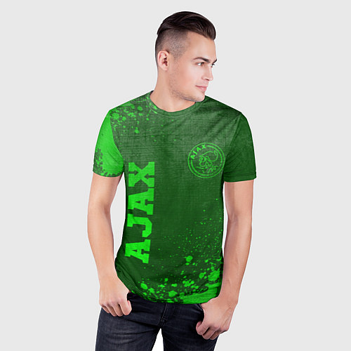 Мужская спорт-футболка Ajax - green gradient вертикально / 3D-принт – фото 3