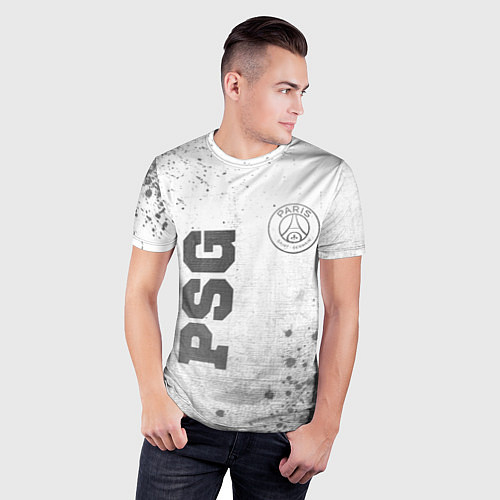 Мужская спорт-футболка PSG - white gradient вертикально / 3D-принт – фото 3