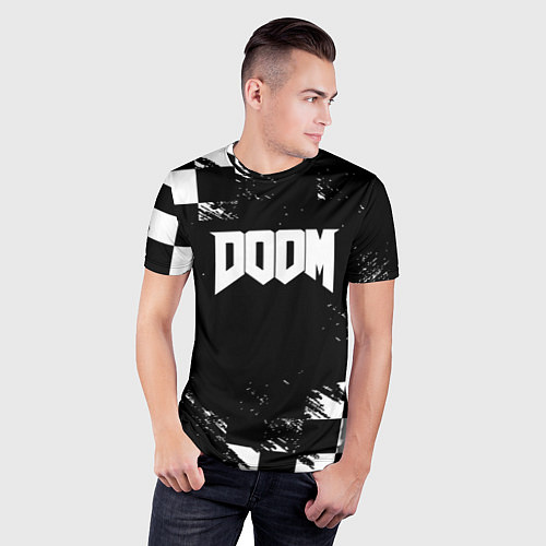Мужская спорт-футболка Doom краски клетка / 3D-принт – фото 3