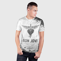 Футболка спортивная мужская Bon Jovi - white gradient, цвет: 3D-принт — фото 2