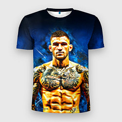 Футболка спортивная мужская Дастин Порье на синем, цвет: 3D-принт