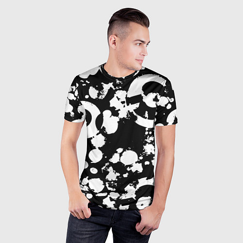 Мужская спорт-футболка Модная чб абстракция - нейроарт / 3D-принт – фото 3