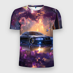 Футболка спортивная мужская БМВ Японская природа, цвет: 3D-принт