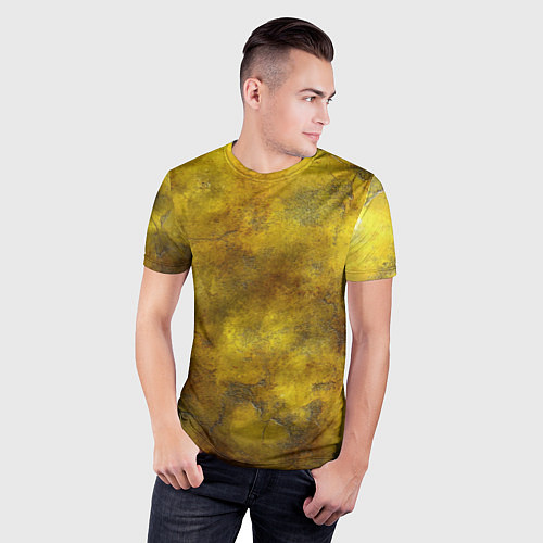 Мужская спорт-футболка Золотая ржавая текстура / 3D-принт – фото 3