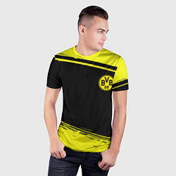 Футболка спортивная мужская Borussia жёлтые полосы, цвет: 3D-принт — фото 2