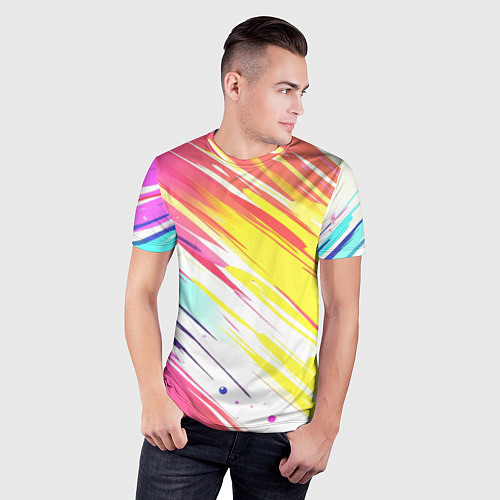 Мужская спорт-футболка Брызги краски на белом фоне / 3D-принт – фото 3