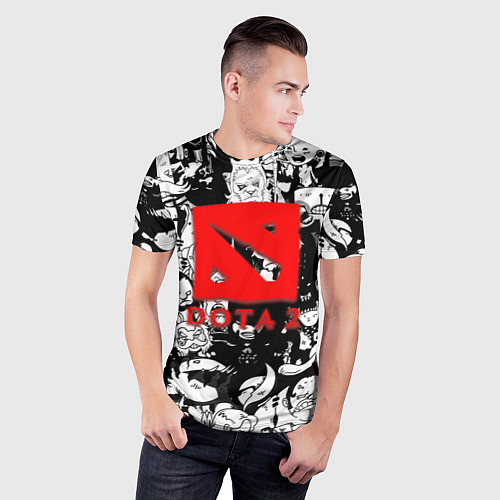 Мужская спорт-футболка Dota черно белые персонажи / 3D-принт – фото 3