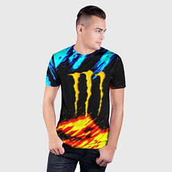 Футболка спортивная мужская Monster energy текстура огненная, цвет: 3D-принт — фото 2