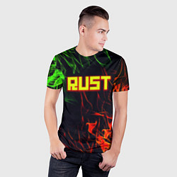 Футболка спортивная мужская RUST огненная текстура, цвет: 3D-принт — фото 2