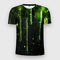 Футболка спортивная мужская Зеленая объемная слизь, цвет: 3D-принт