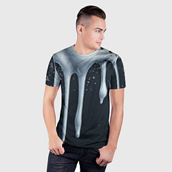 Футболка спортивная мужская Белая объемная слизь текстура, цвет: 3D-принт — фото 2
