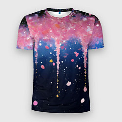 Мужская спорт-футболка Розово-синяя текстура