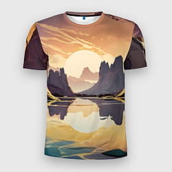 Футболка спортивная мужская Рассвет над горным озером, цвет: 3D-принт