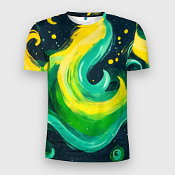 Футболка спортивная мужская Желто-зеленая краска текстура, цвет: 3D-принт