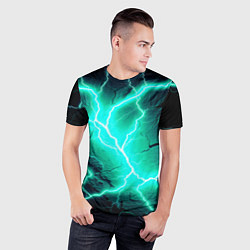 Футболка спортивная мужская Color light blue black, цвет: 3D-принт — фото 2